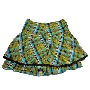 Green Plaid Ruffle Skirt